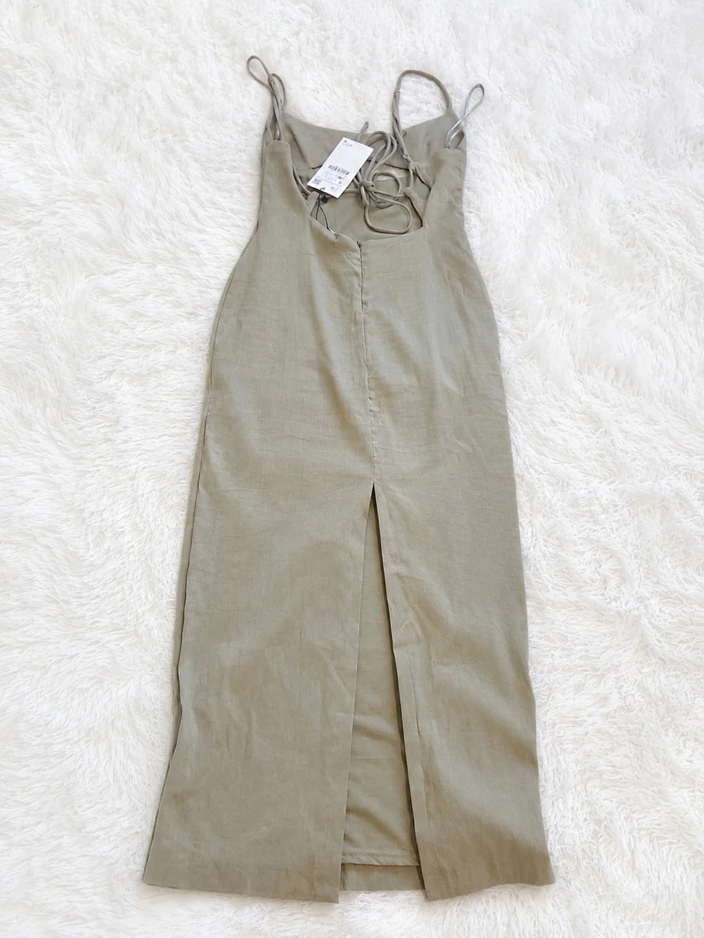 ZARA Blend Cutout Midi Dress – Size S – Olive/Taupe – Excellent Condition - Picture 3 of 5
